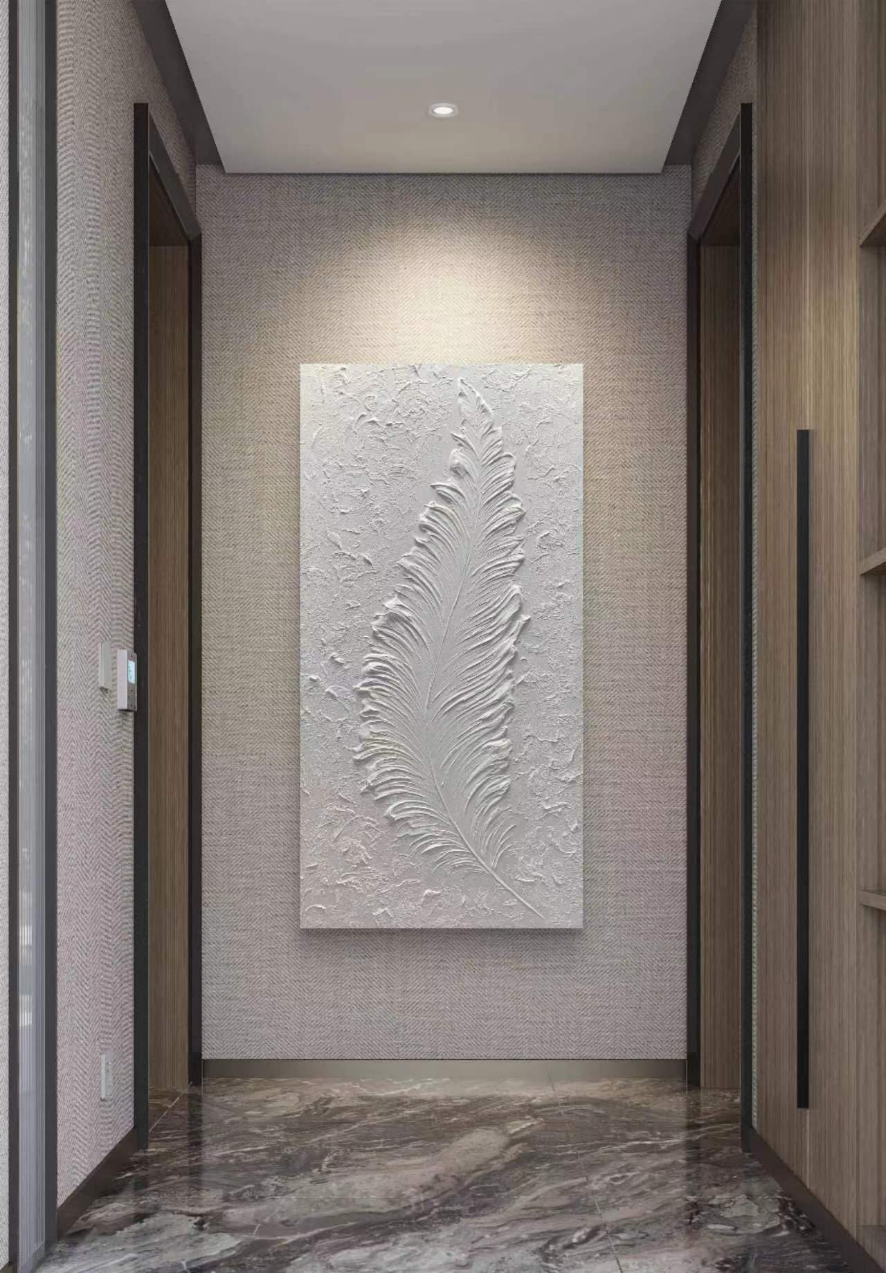 Lark Manor™ " White Textured Feather Wall Art " Painting Print ...